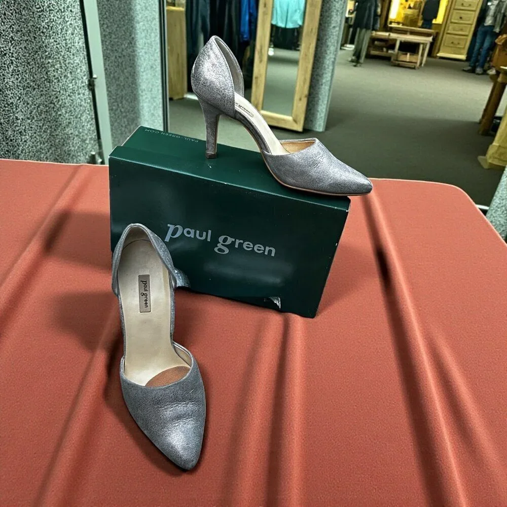 Paul Green The Day Maker Smoked Brush Char Heel D'orsay Pumps US 7